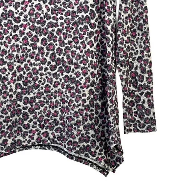 Soft & Cozy Company Leopard Top Sweater Size S Cowl Neck Long Sleeve - Picture 3 of 8